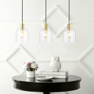 Cooper 25.5" Farmhouse Contemporary Glass Linear LED Pendant - JONATHAN Y
